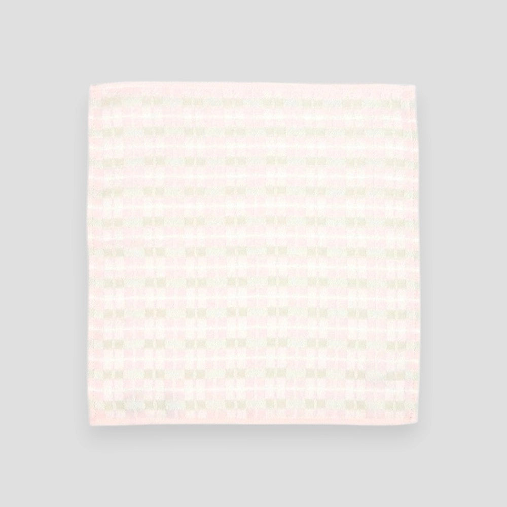 A square pink Imabari towel "enowa" displayed against a white background,
