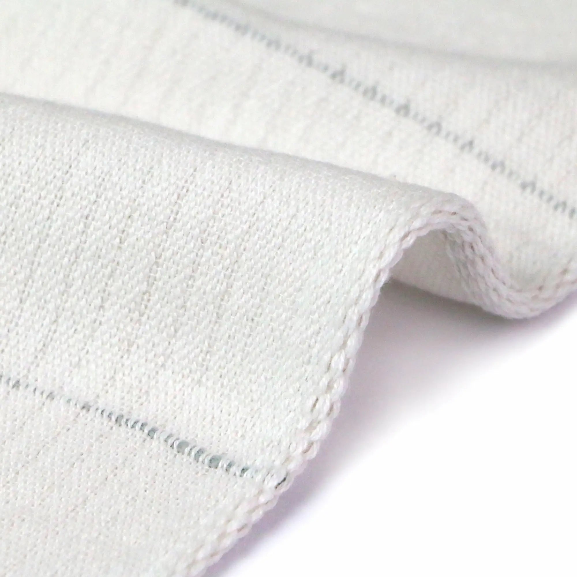 Close-up a side of Imabari towel linen kitchen cloth in gray line