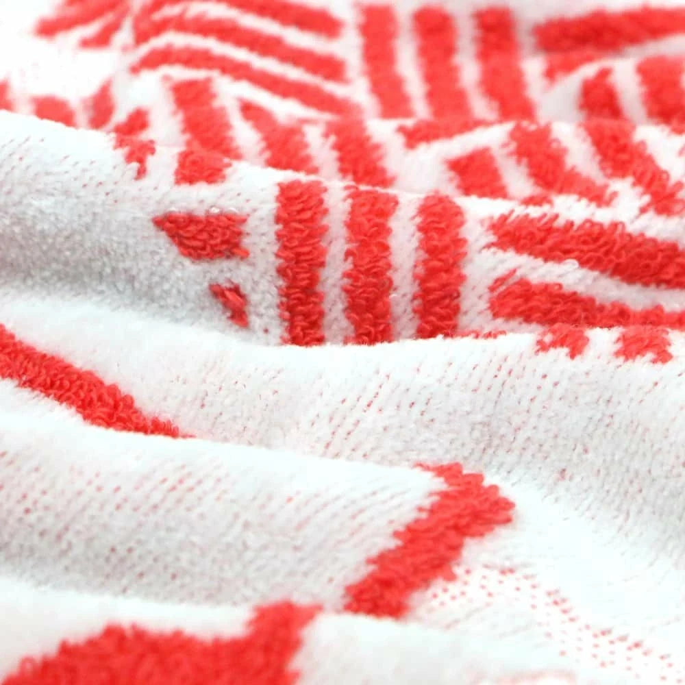Close-up of red pattern Imabari towel