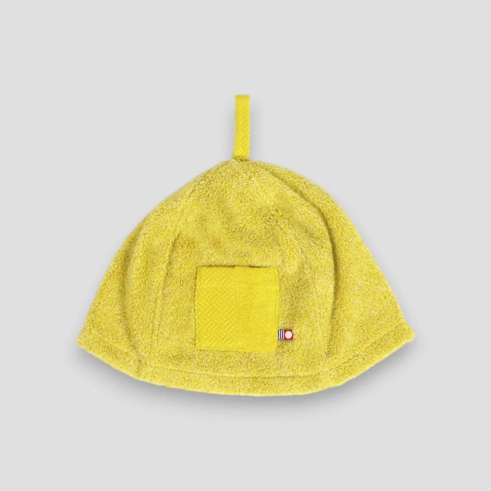 KASUMI yelllow Sauna Hat made from Imabari Towel material