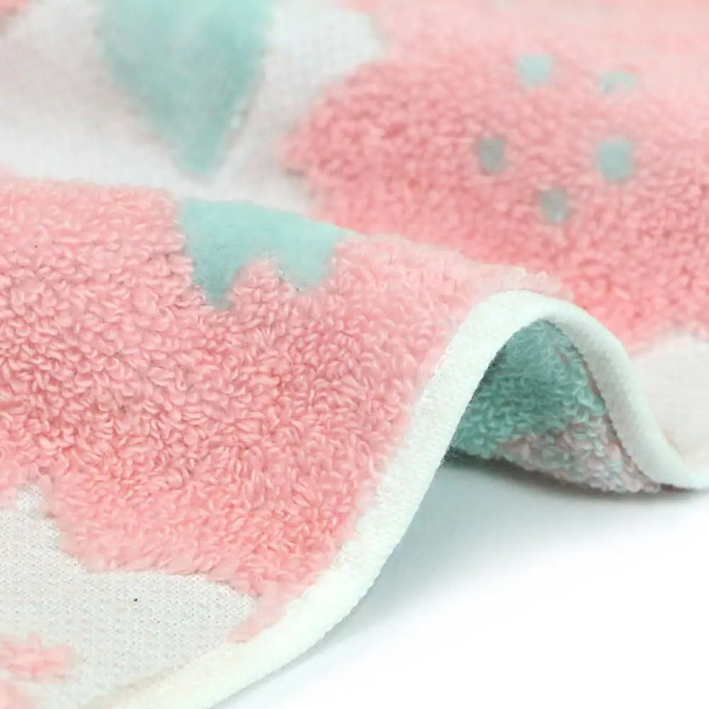 Close-up a side of pink and blue pattern Imabari towel