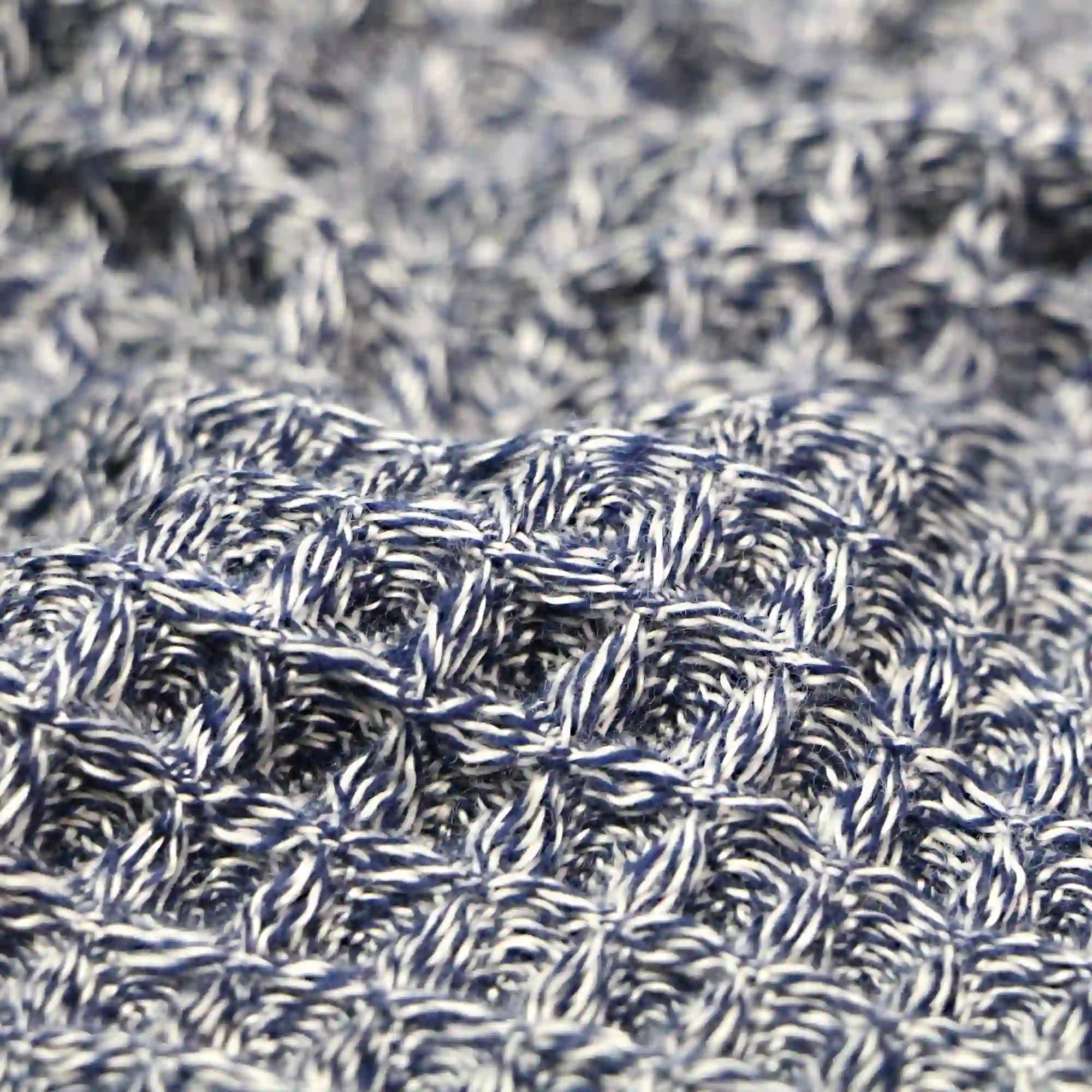 Close-up of a navy blue waffle Imabari towel