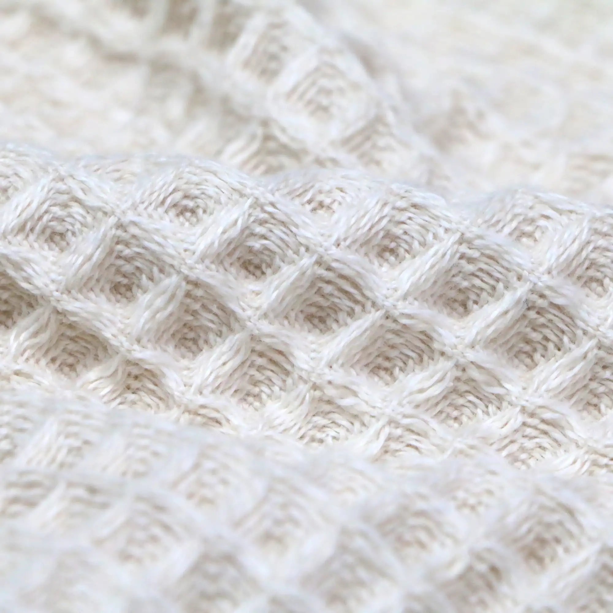 Close-up of a off-white waffle Imabari towel