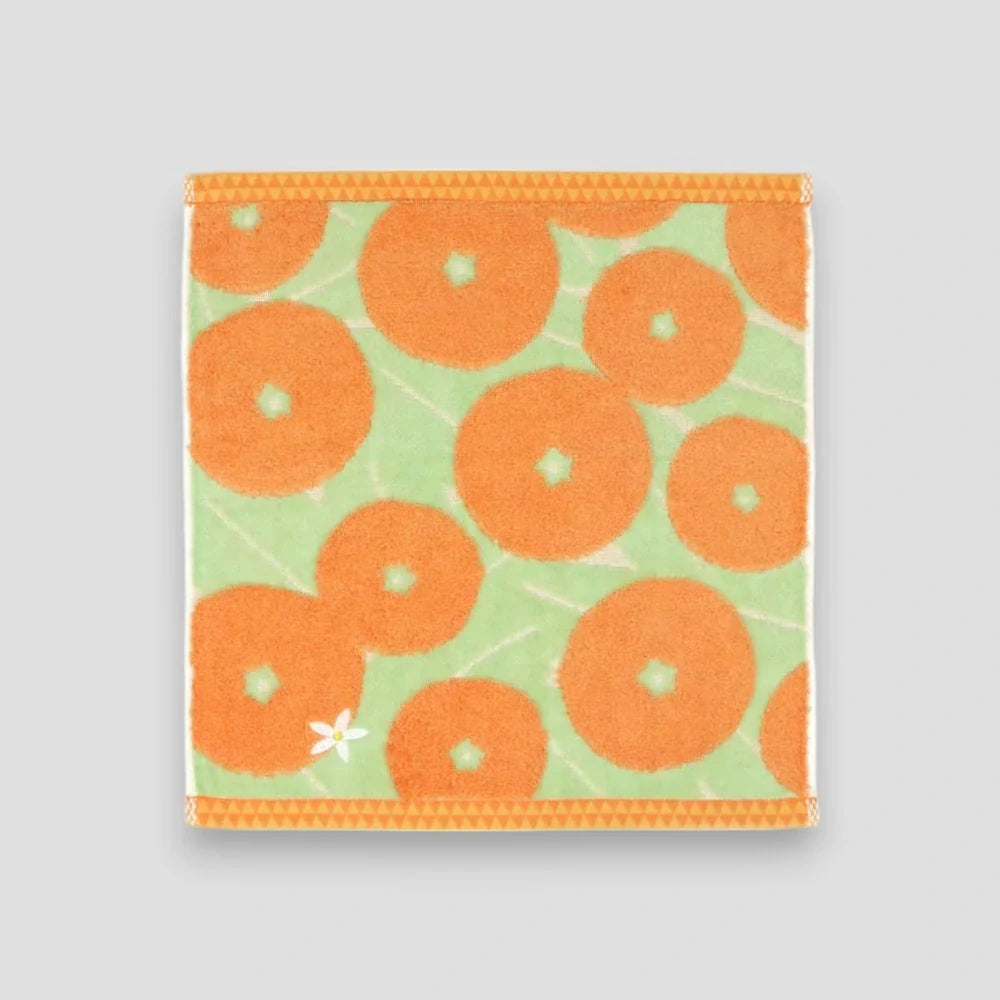 Square Imabari towel with orange Iyokan pattern