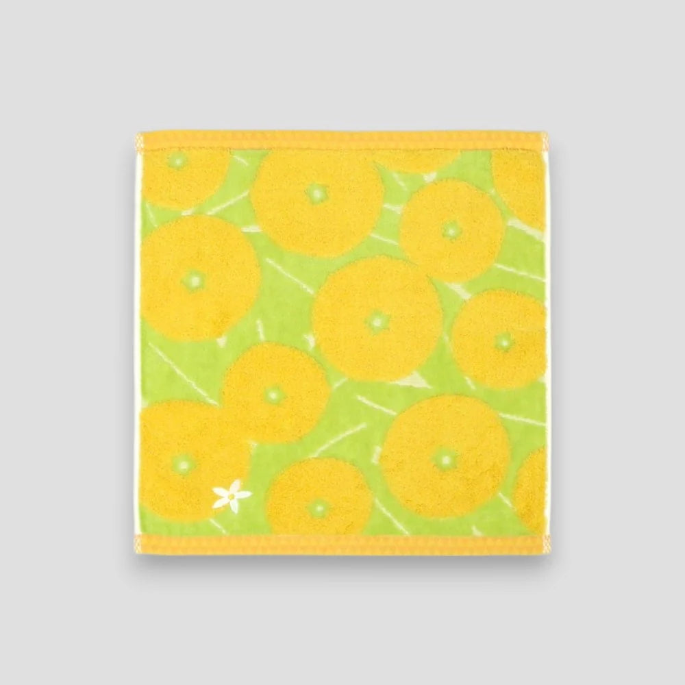 Square Imabari towel with yellow Iyokan pattern