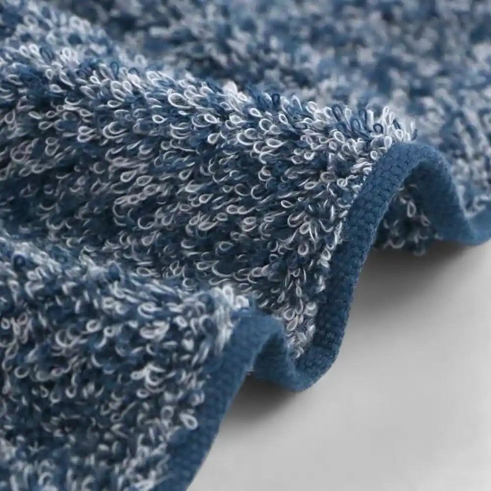 Close-up of a side of navy Imabari towel