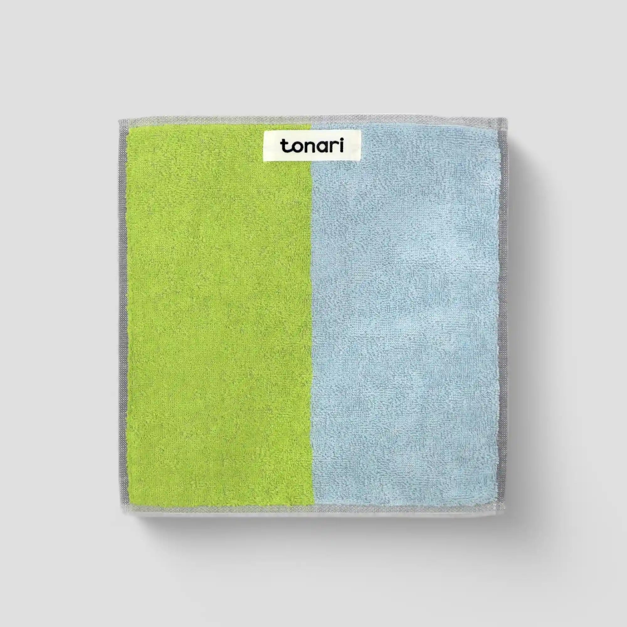A collection of "tonari" Imabari towel in green and blue