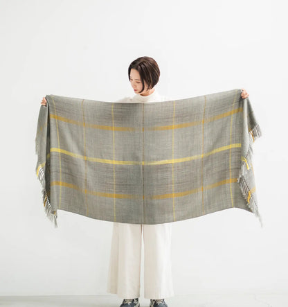 AYA Wool Shawl Windowpane - Greige