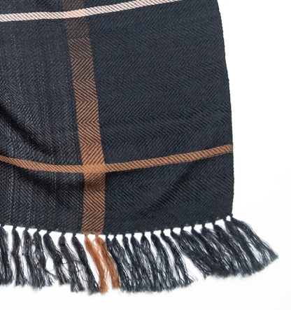 AYA Wool Shawl Windowpane - Black Navy