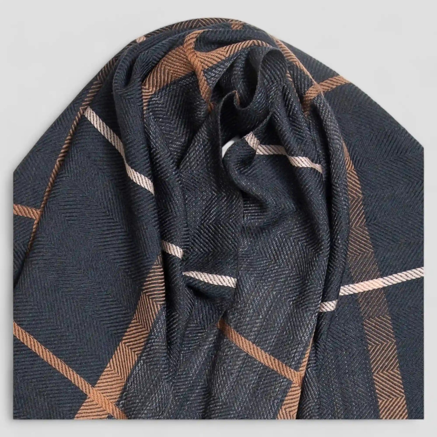 AYA Wool Shawl Windowpane - Black Navy