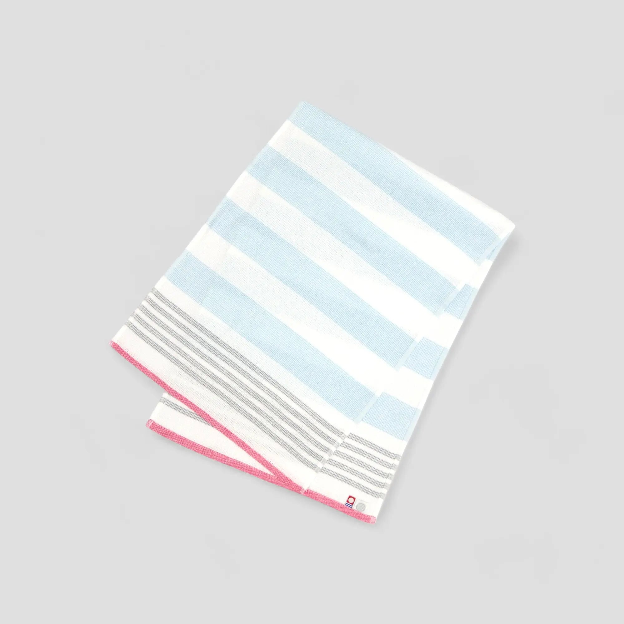 A blue and red colors striped Imabari towel wash cloths 