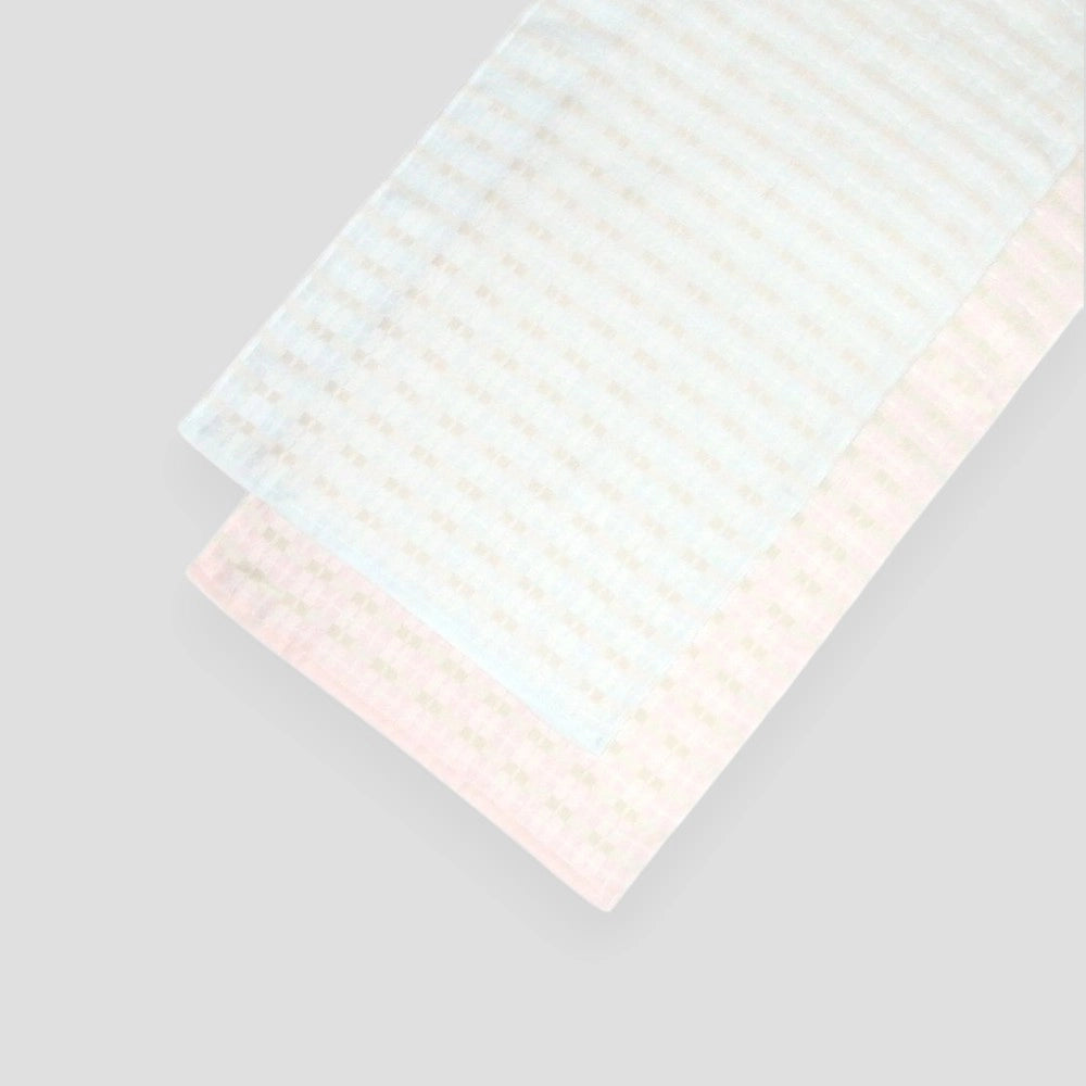 Blue and pink ENOWA Imabari towels displayed against a white background, with the brand&