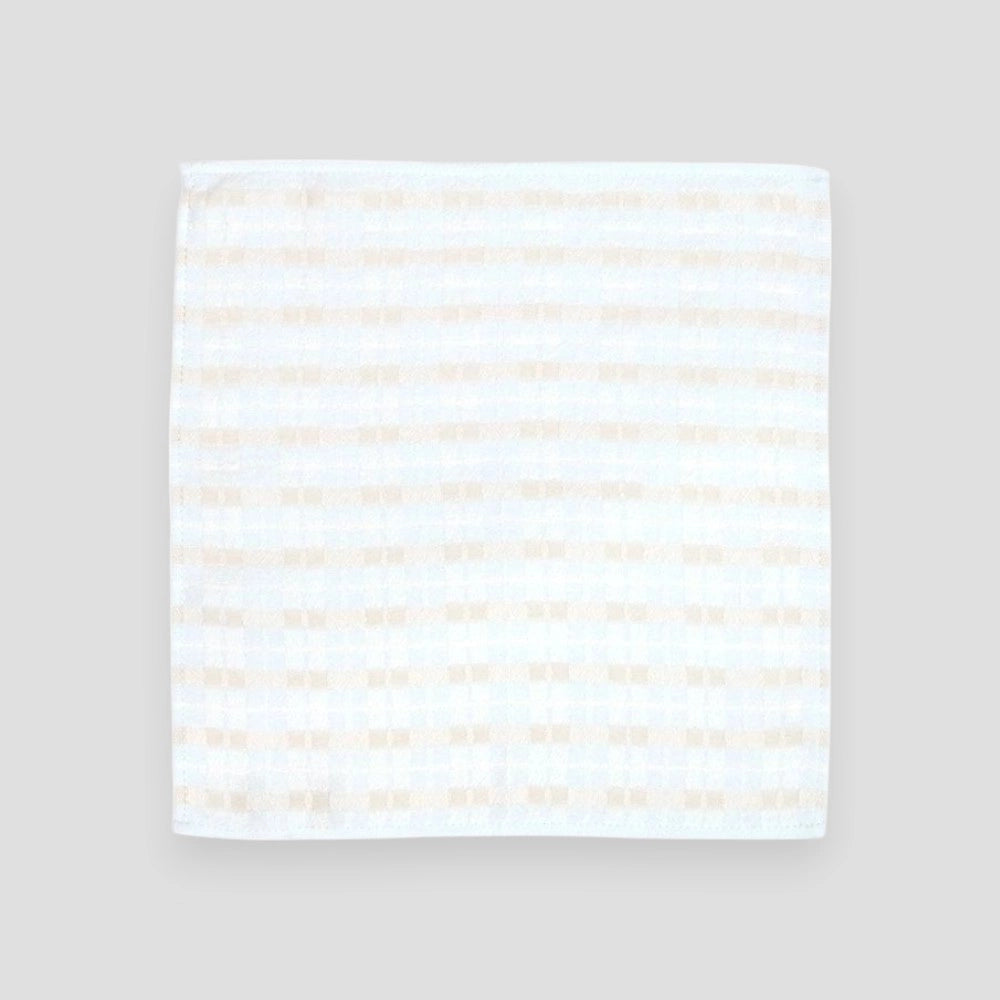 A square blue Imabari towel "enowa"  displayed against a white background, 