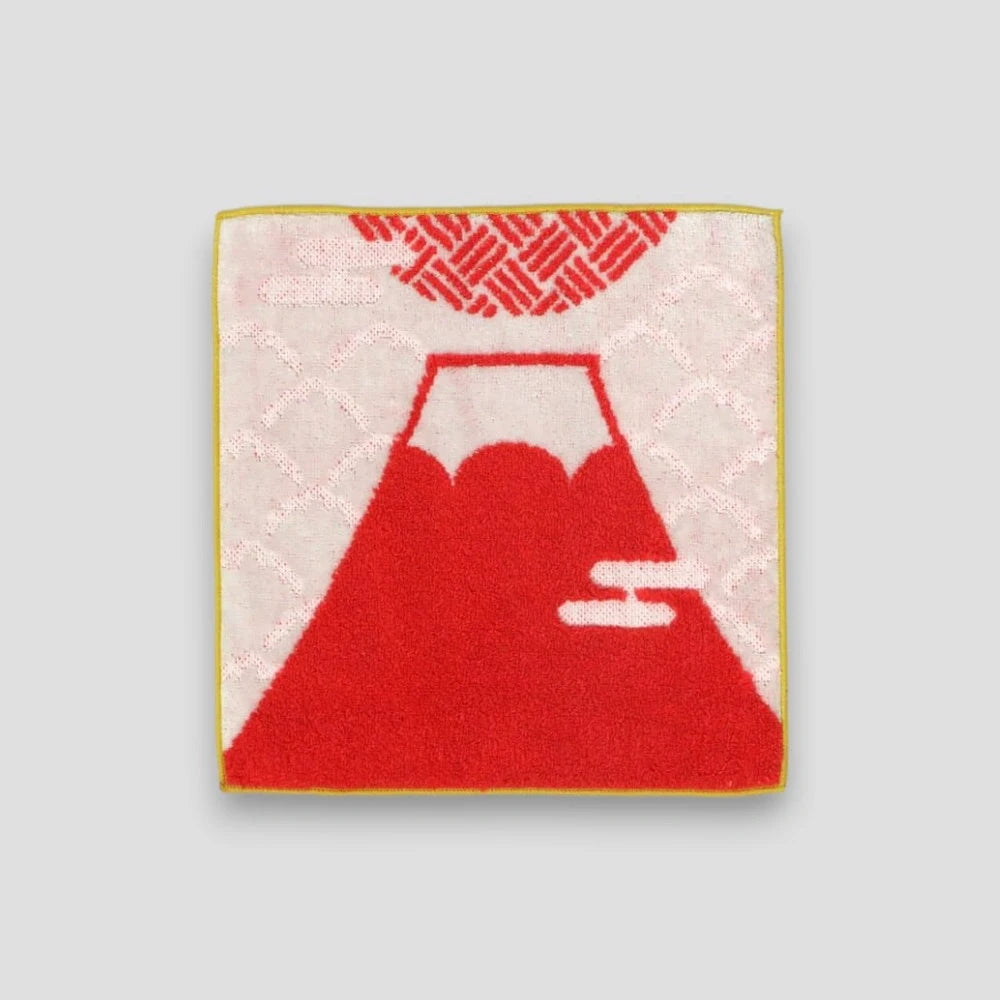 A small square red pattern Imabari towel