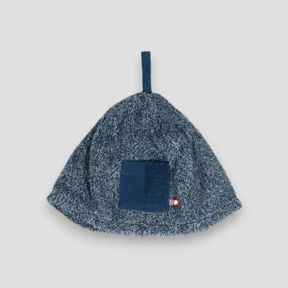 KASUMI Navy Sauna Hat made from Imabari Towel material