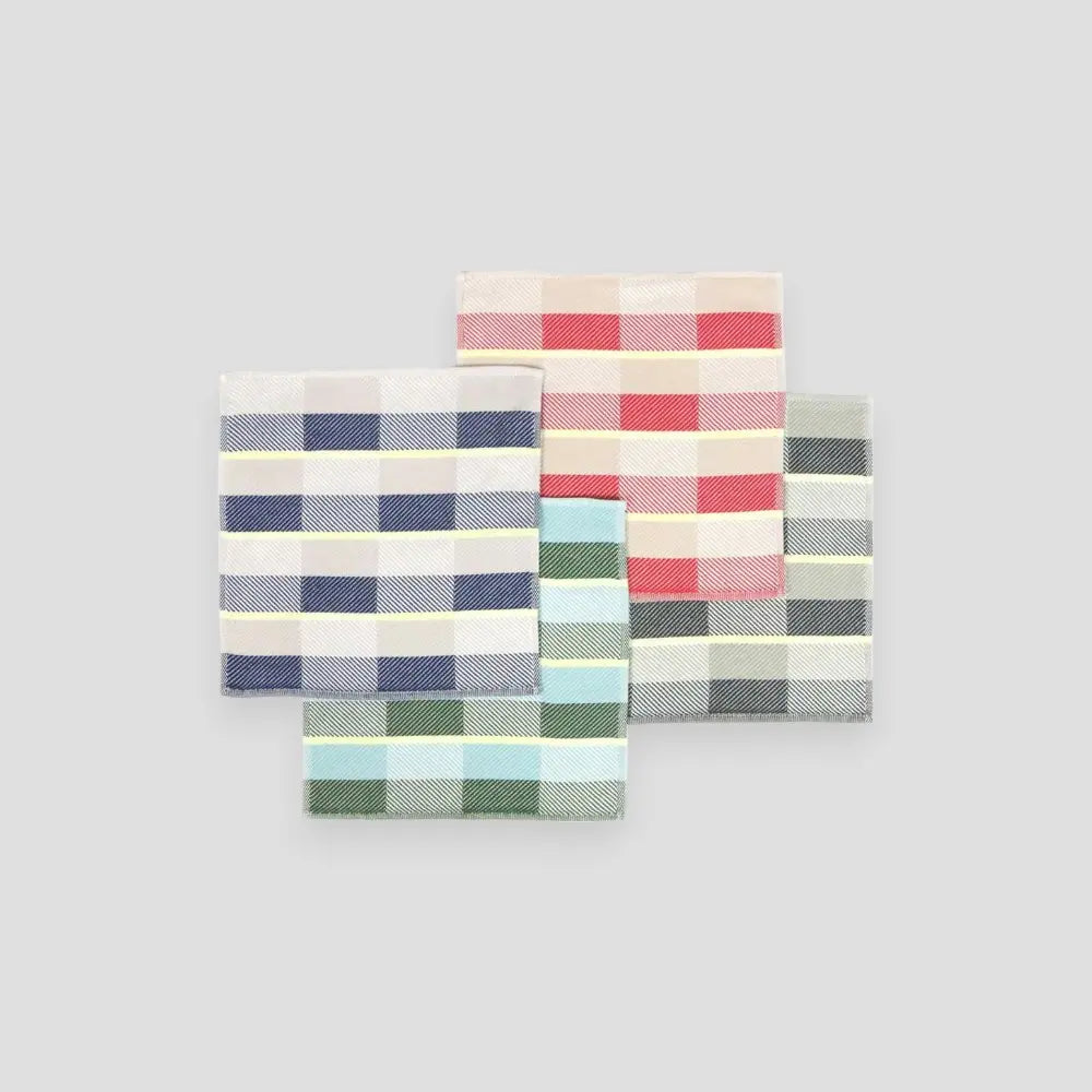 Four mini Imabari towels in different colors displayed 