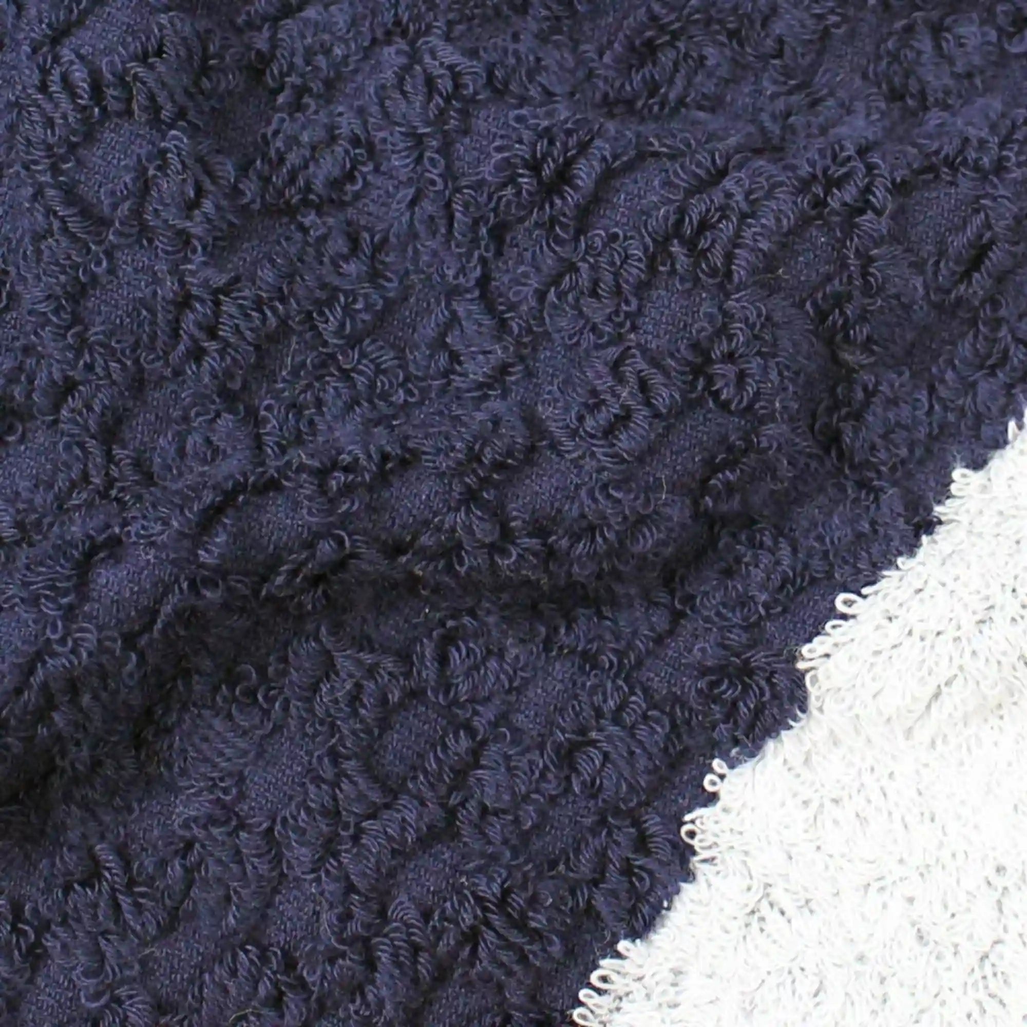 Close-up of a navy imabari towel unique pile fabric