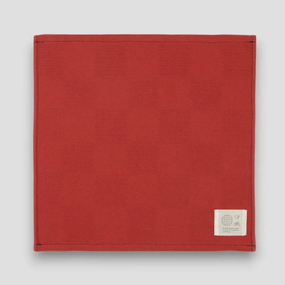 Red "Non-Pile" Imabari towel on a light gray background