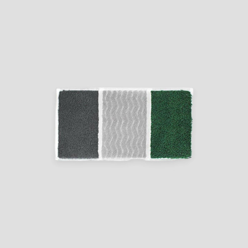 Colorful RHYTHM series  tri-fold mini Imabari towel displayed on a white background.