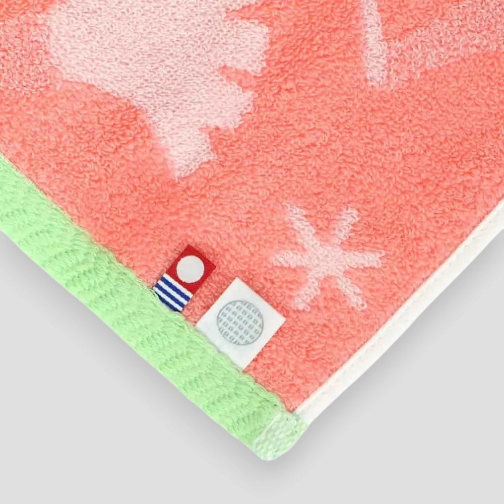 Close up of Imabari towel brand mark and Iori&