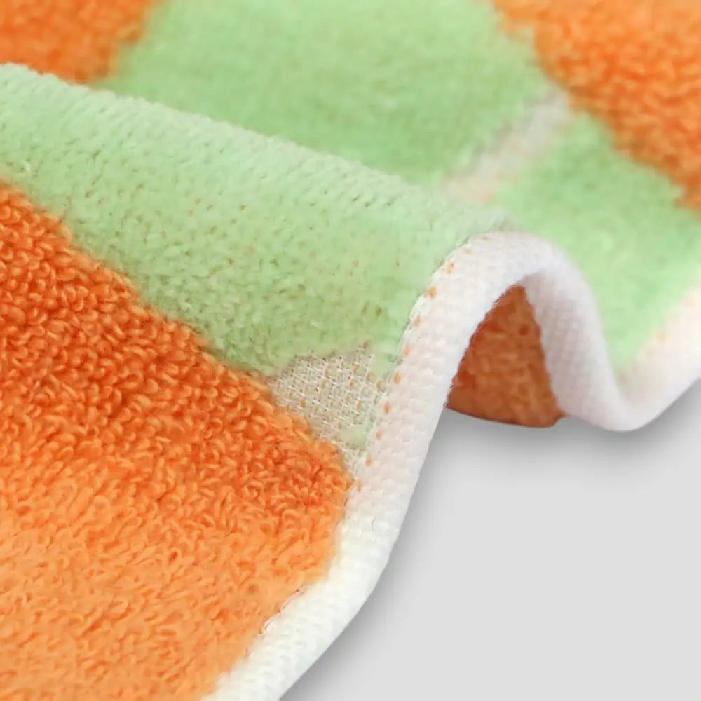 Close-up of a side colorful Imabari towel with orange Iyokan pattern
