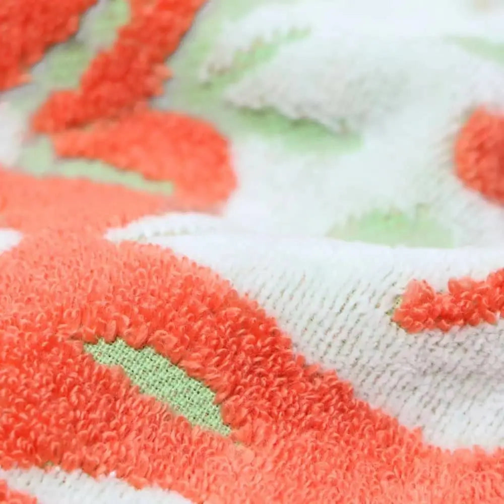 Close-up of Imabari towel with orange pattern 