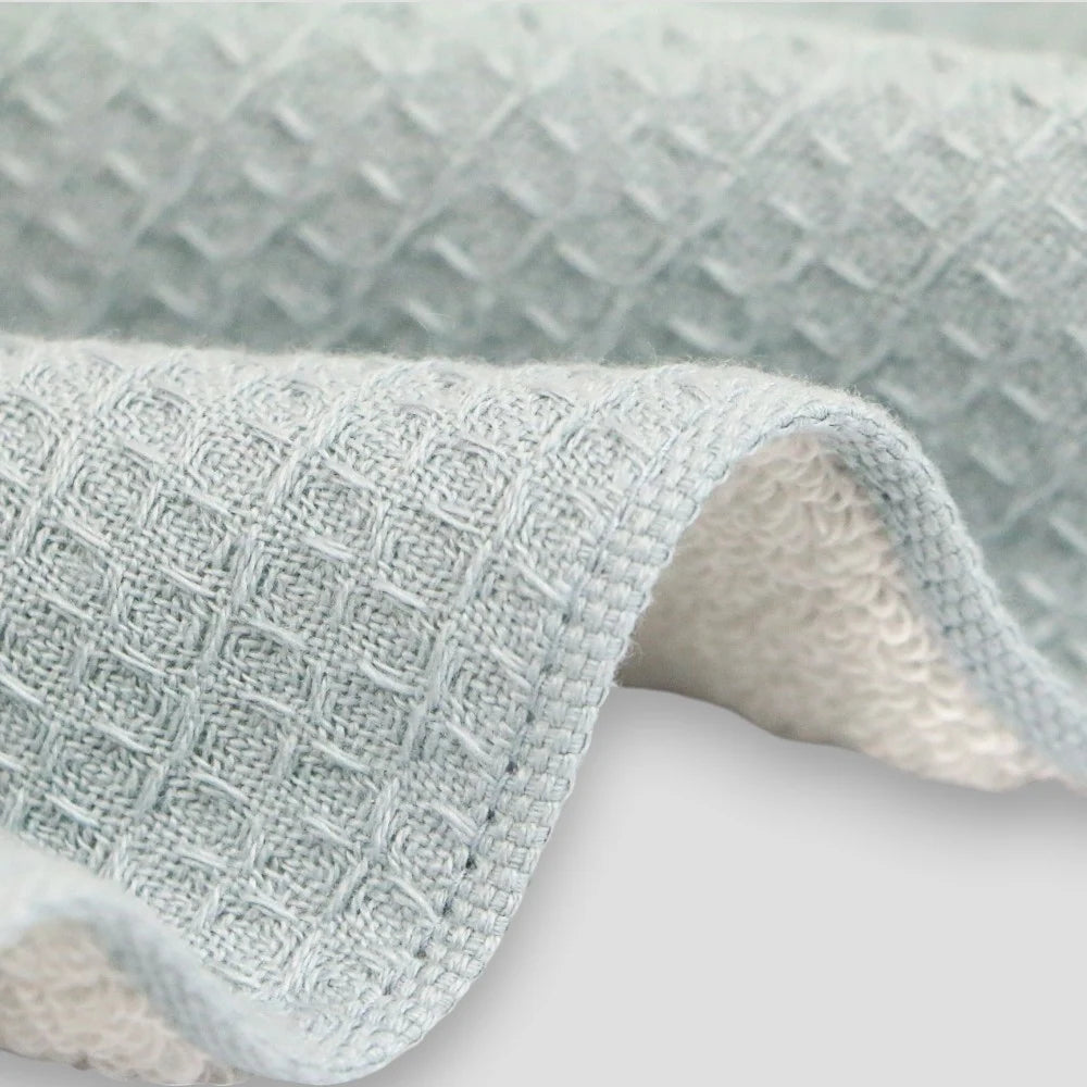 A close-up of the blue Imabari towel&