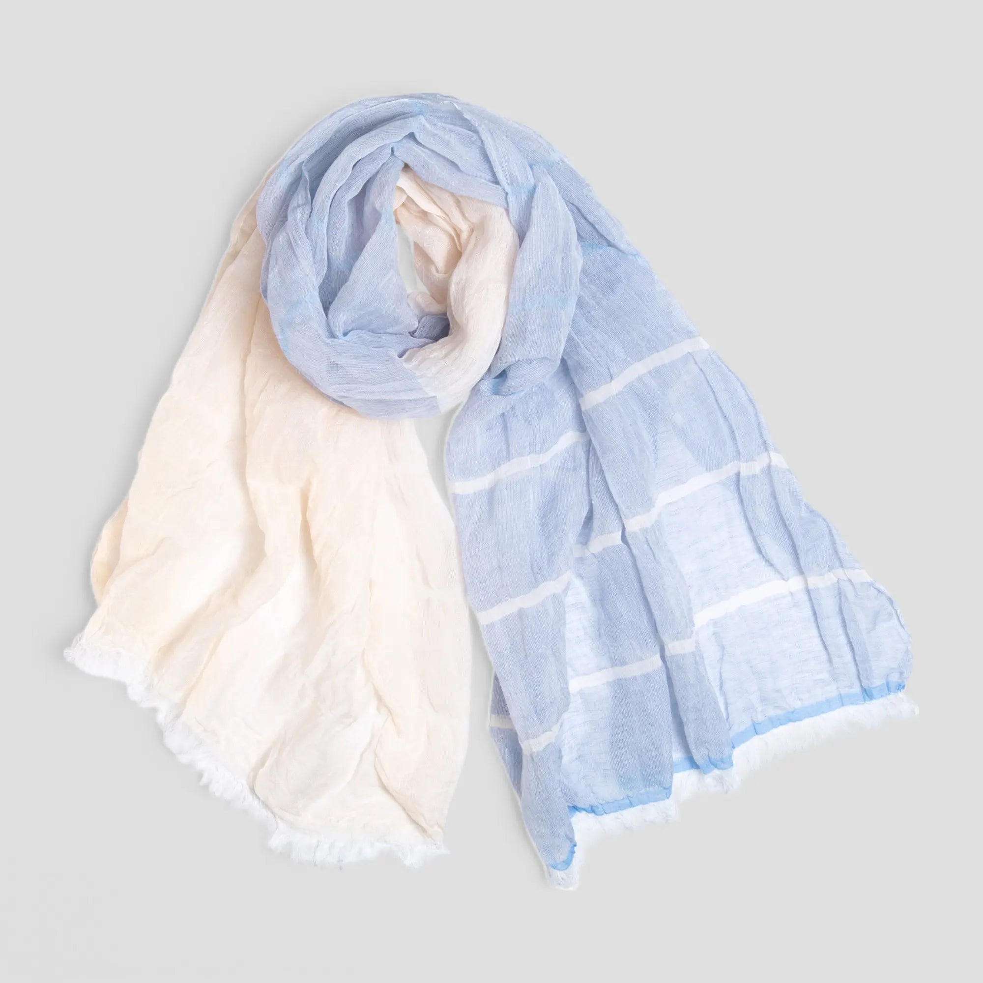 SHIBO Linen Cotton Two-Tone Shawl - Blue Mist