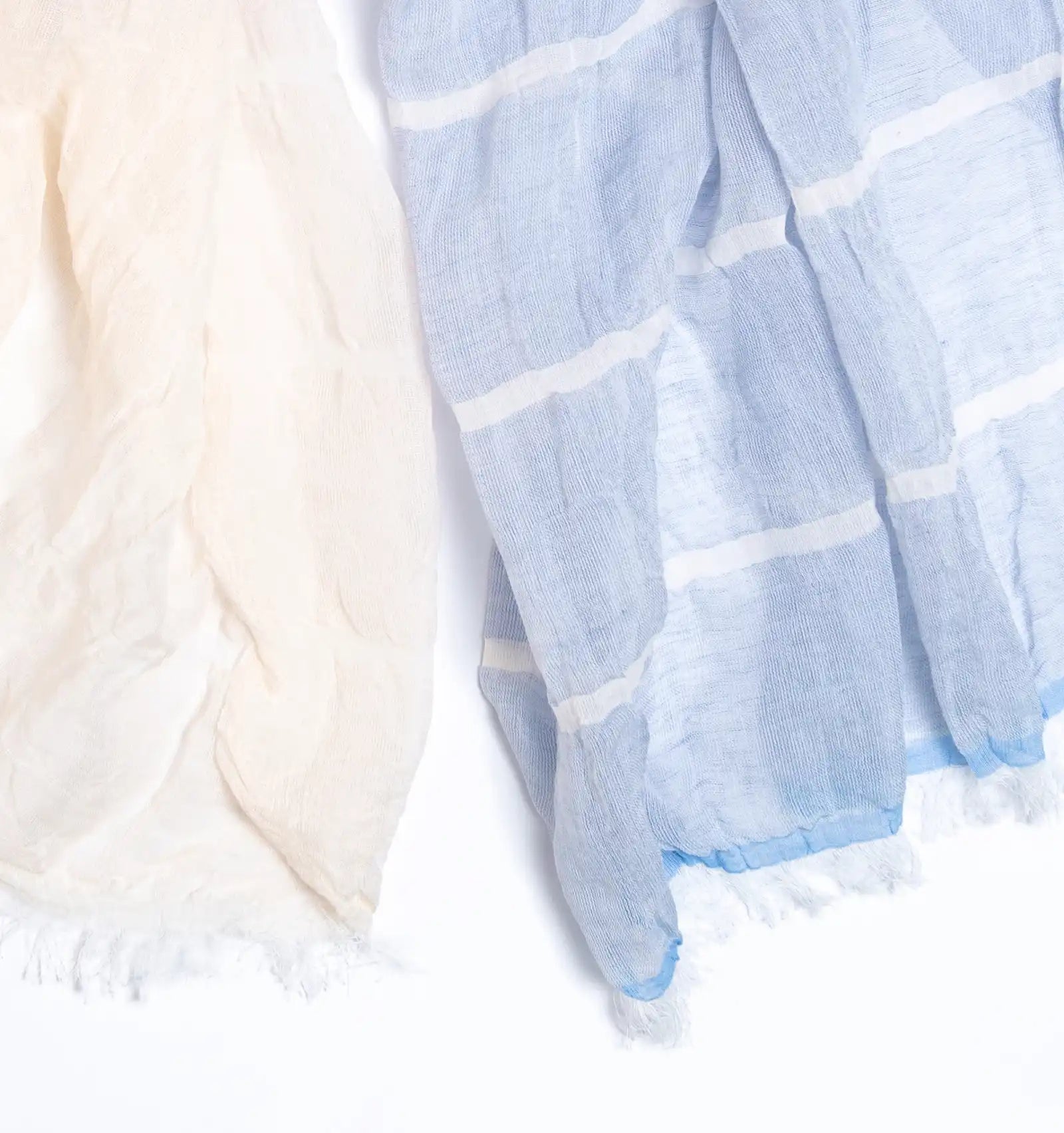 SHIBO Linen Cotton Two-Tone Shawl - Blue Mist