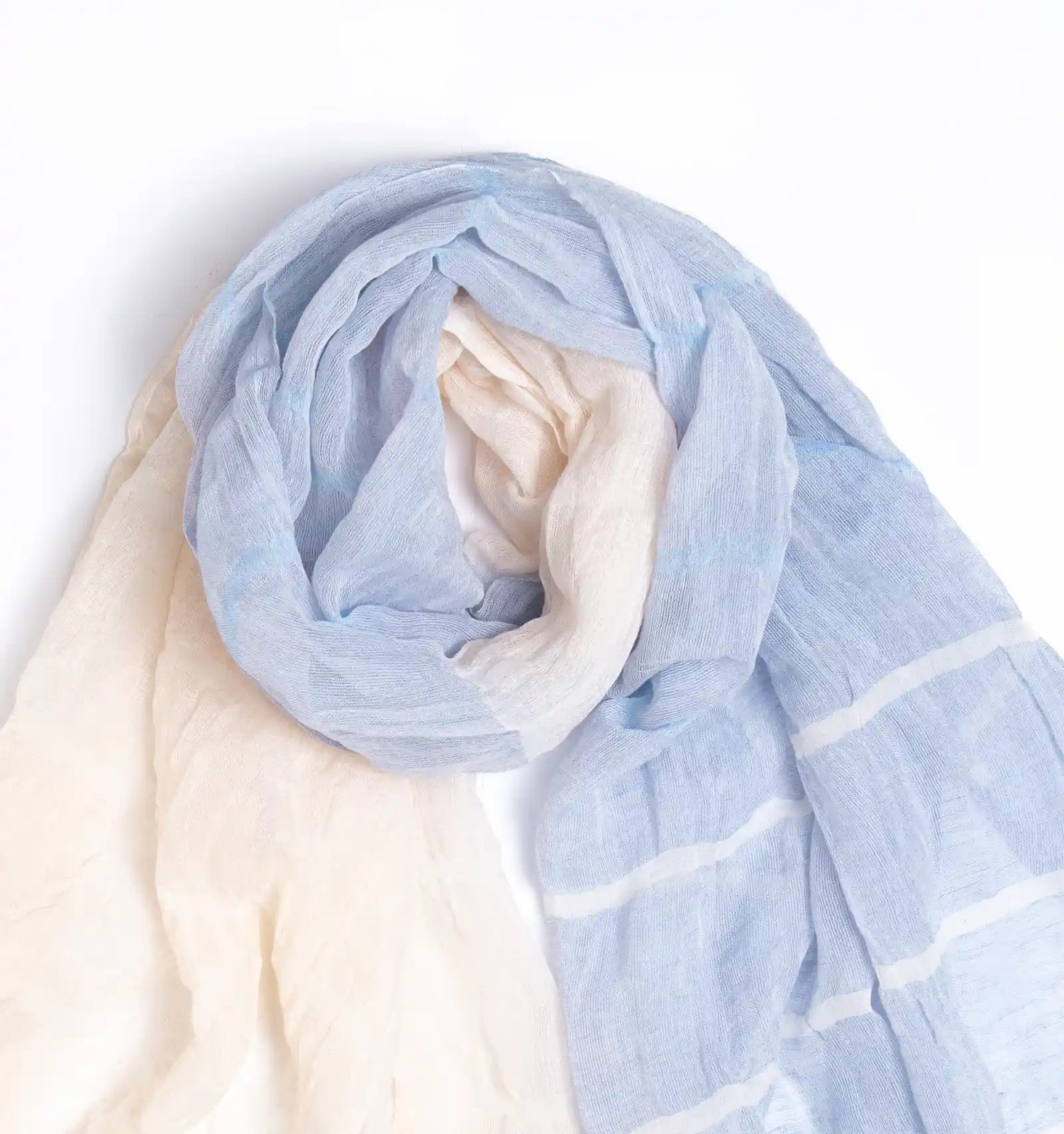SHIBO Linen Cotton Two-Tone Shawl - Blue Mist