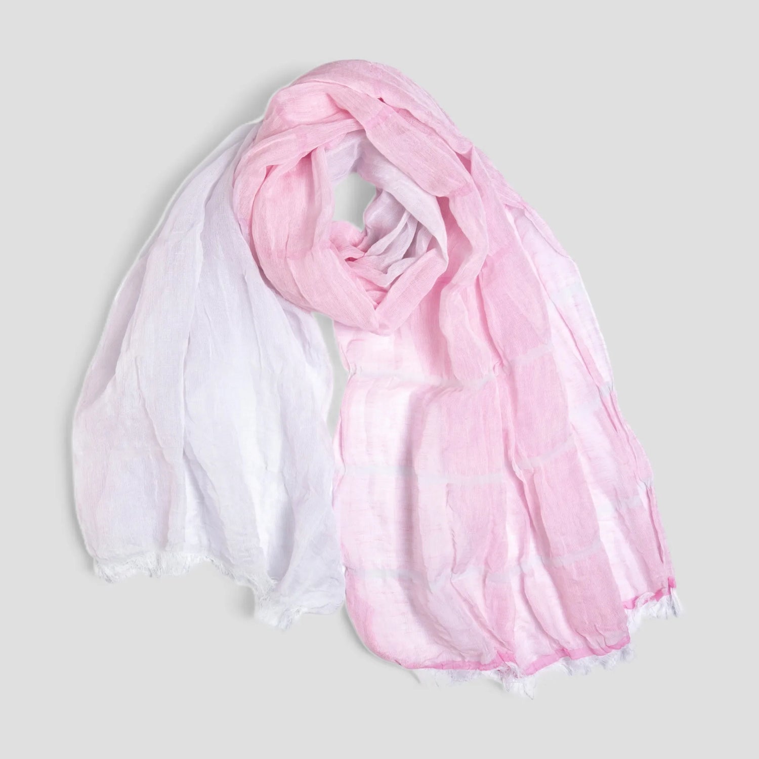 SHIBO Linen Cotton Two-Tone Shawl - Pink