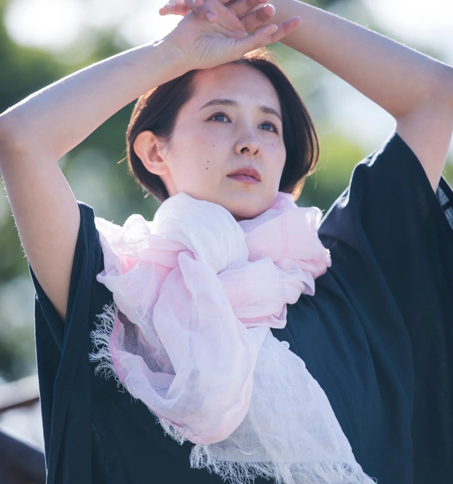 SHIBO Linen Cotton Two-Tone Shawl - Pink