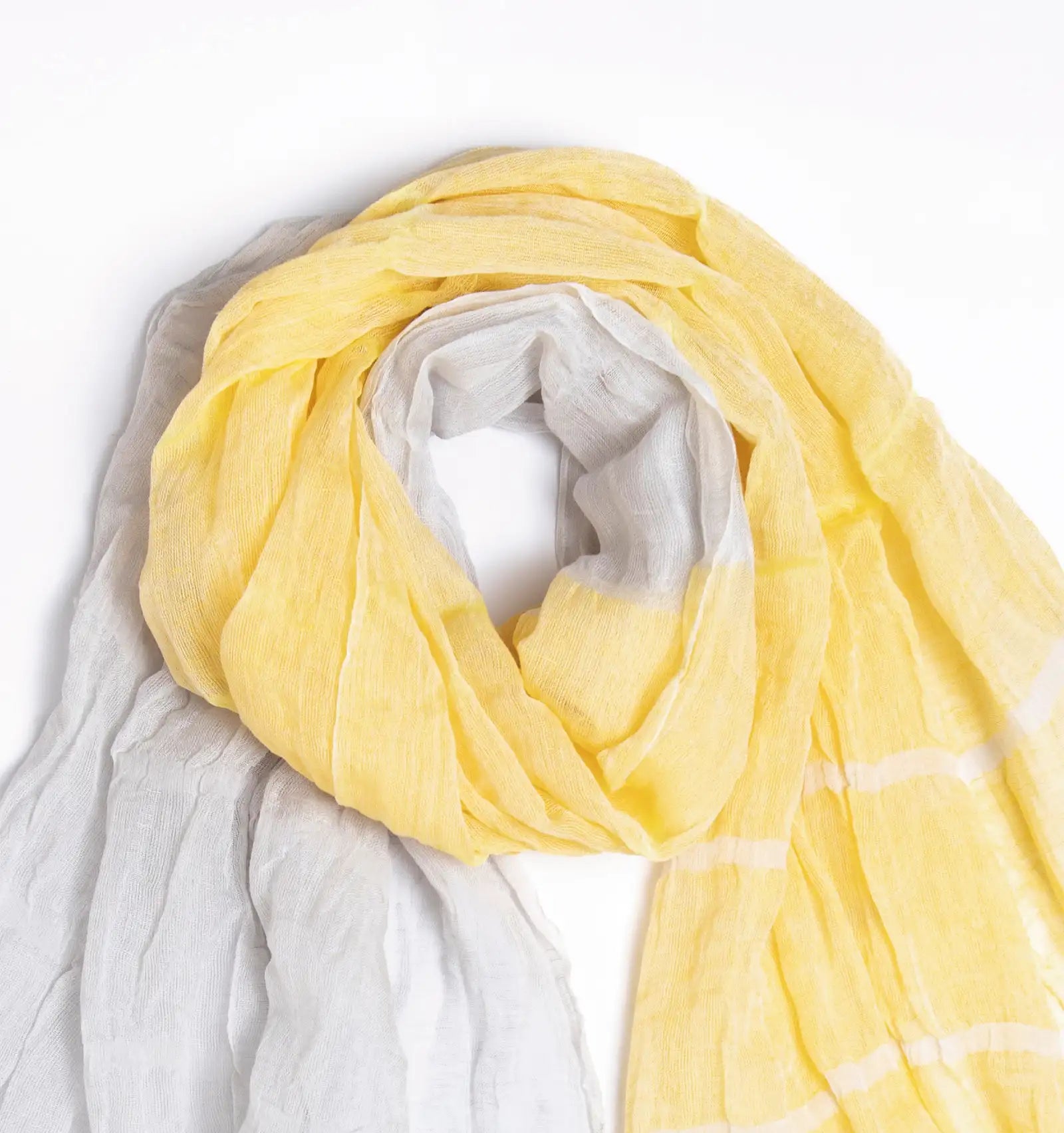 SHIBO Linen Cotton Two-Tone Shawl - Yellow