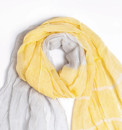 SHIBO Linen Cotton Two-Tone Shawl - Yellow