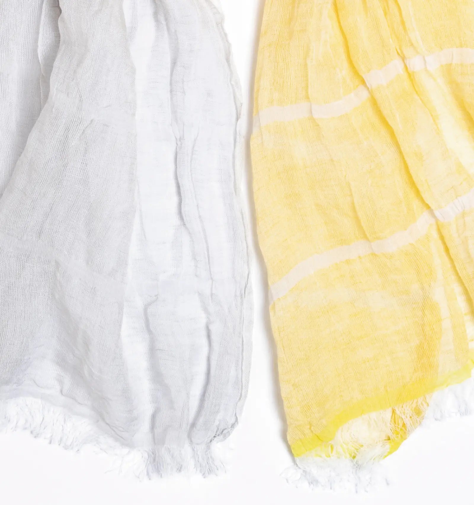SHIBO Linen Cotton Two-Tone Shawl - Yellow