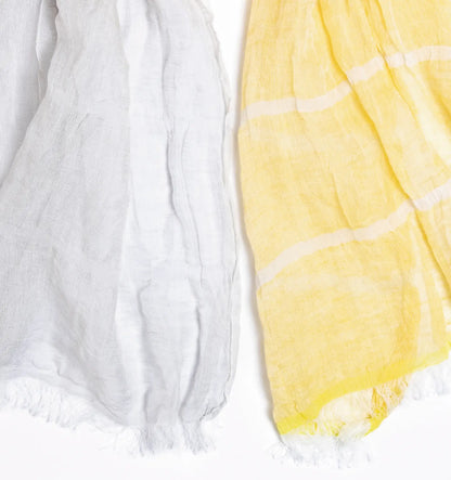 SHIBO Linen Cotton Two-Tone Shawl - Yellow