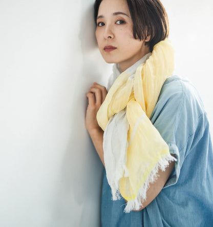 SHIBO Linen-Cotton Two-Tone Shawl