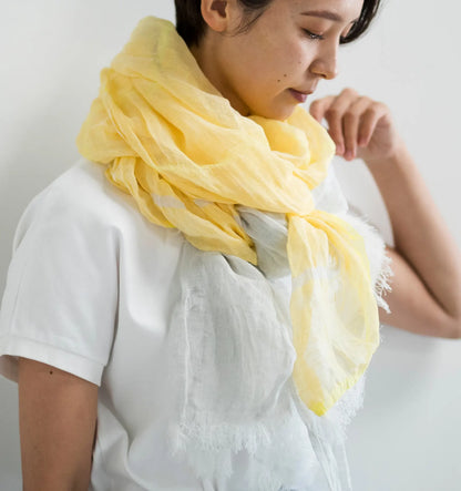 SHIBO Linen Cotton Two-Tone Shawl - Yellow