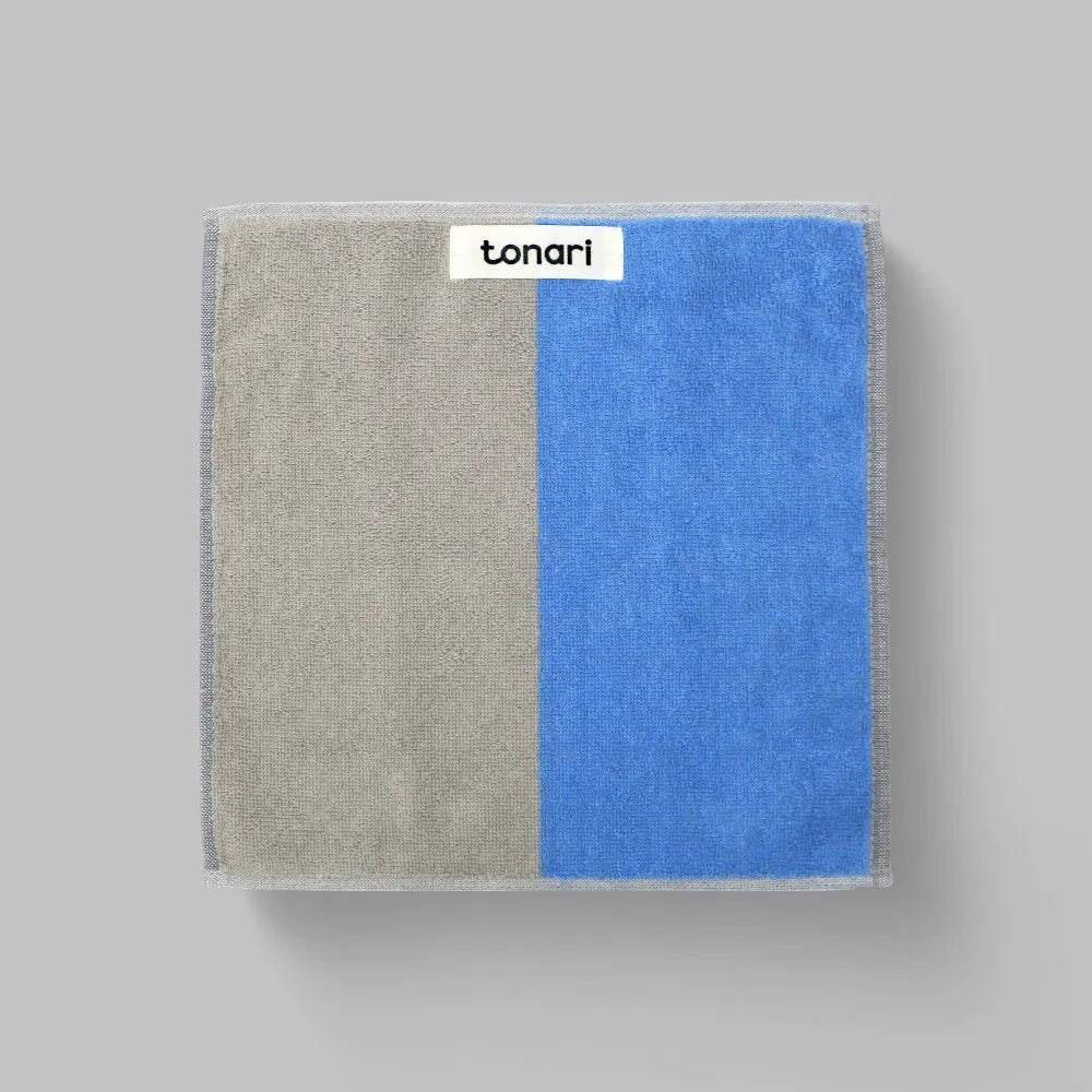 A collection of "tonari" Imabari towel in blue and gray 