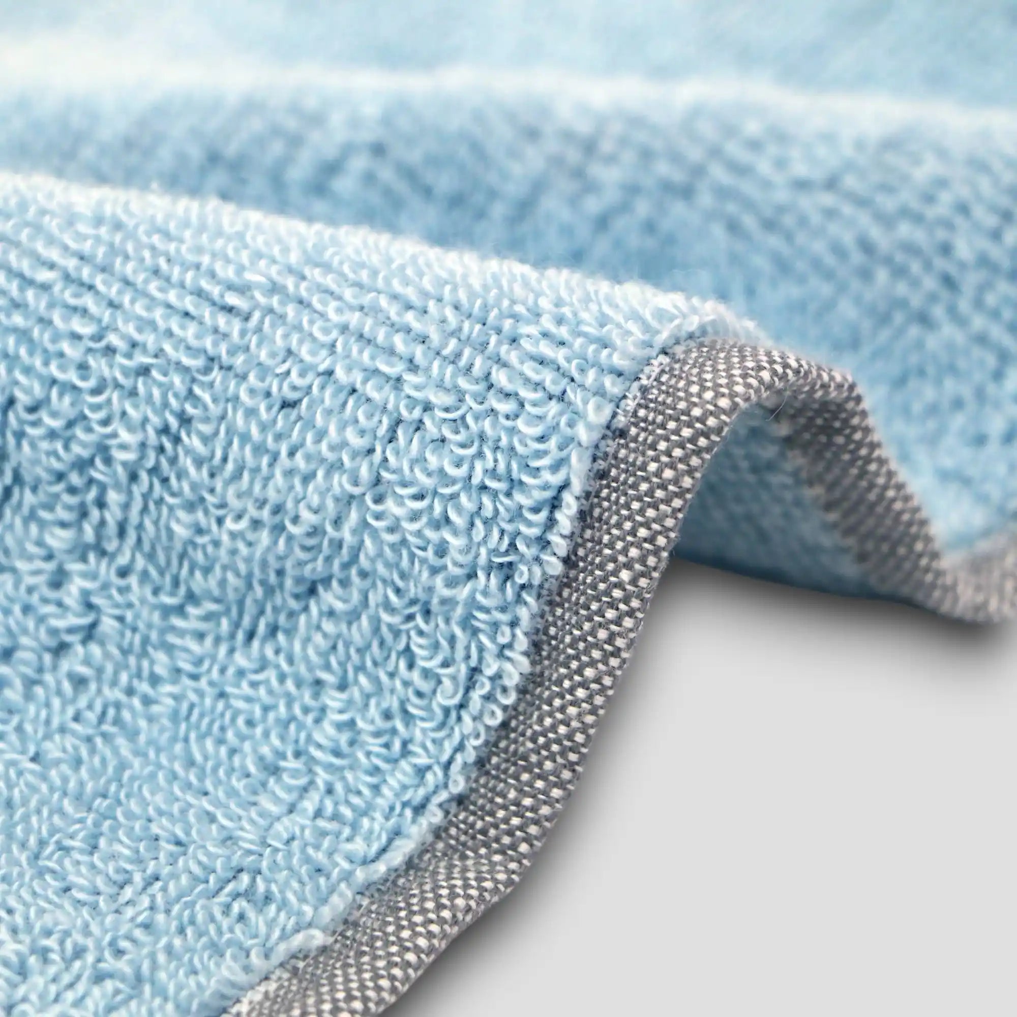Close-up of a side of  blue Imabari towel 
