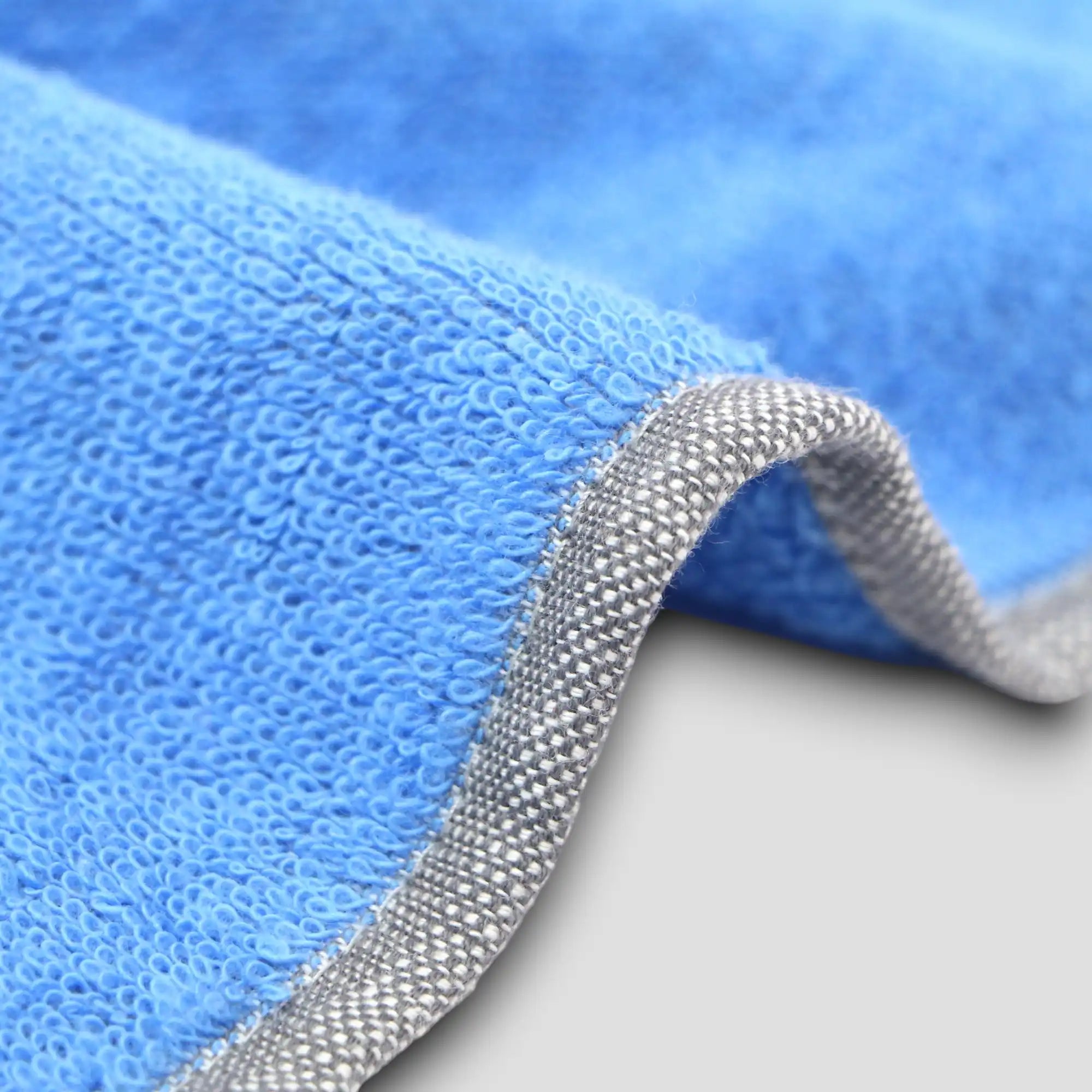 Close-up of a side of  blue Imabari towel 