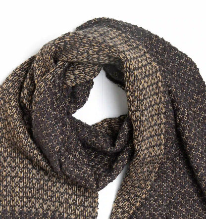 LOOP Wool Cotton Muffler Herringbone - Charcoal