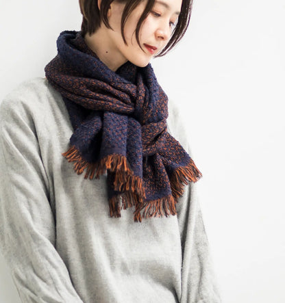 LOOP Wool Cotton Muffler Herringbone - Navy