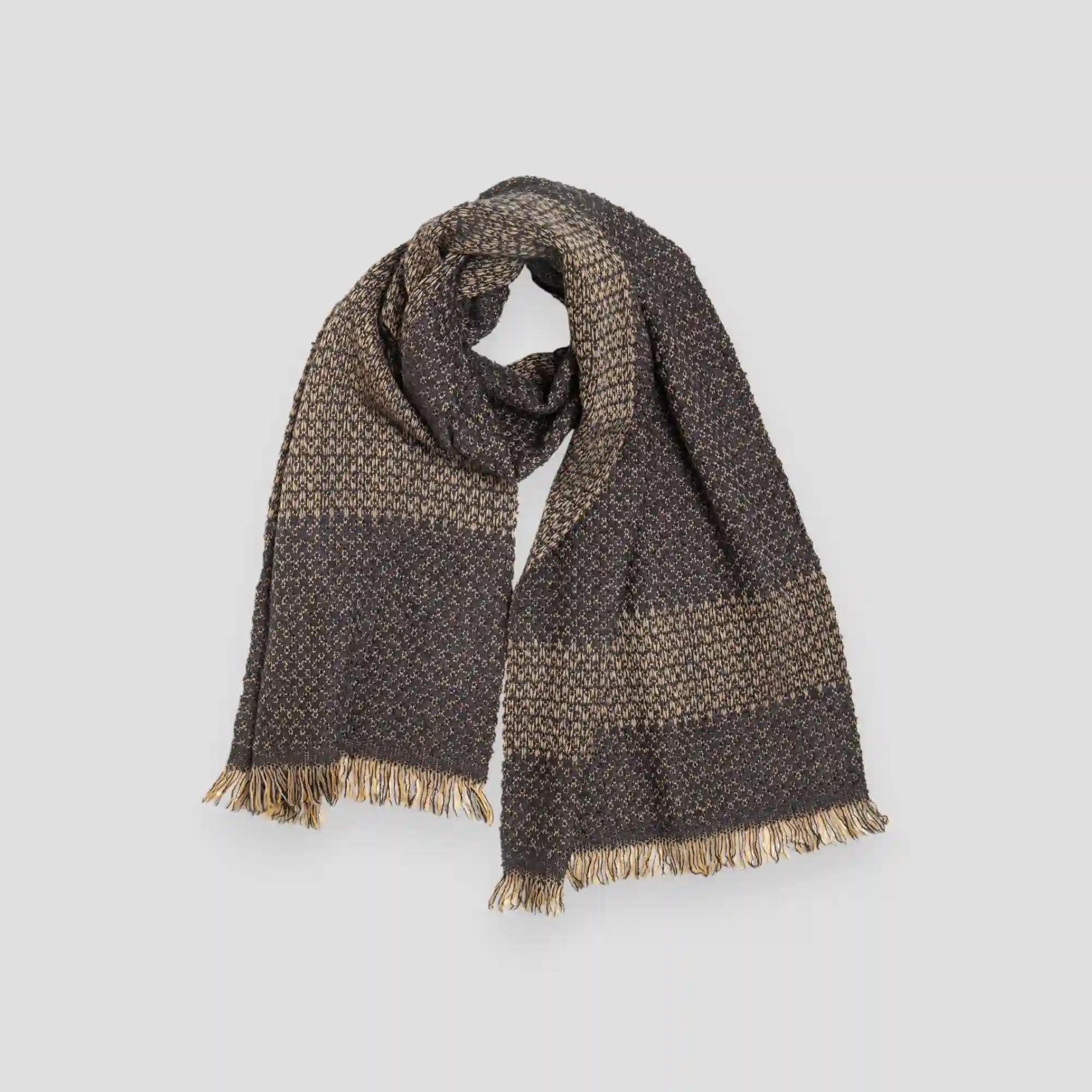 LOOP Wool Cotton Muffler Herringbone - Charcoal