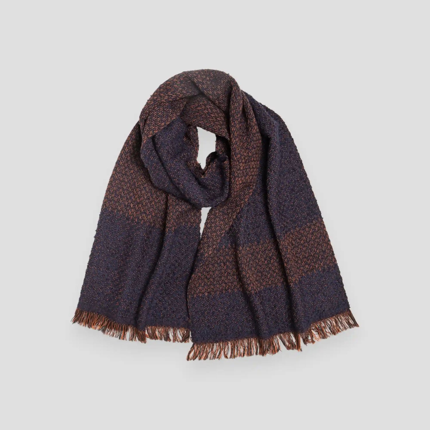 LOOP Wool Cotton Muffler Herringbone - Navy