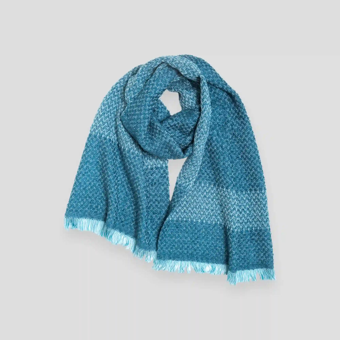 LOOP Wool Cotton Muffler Herringbone - Turquoise