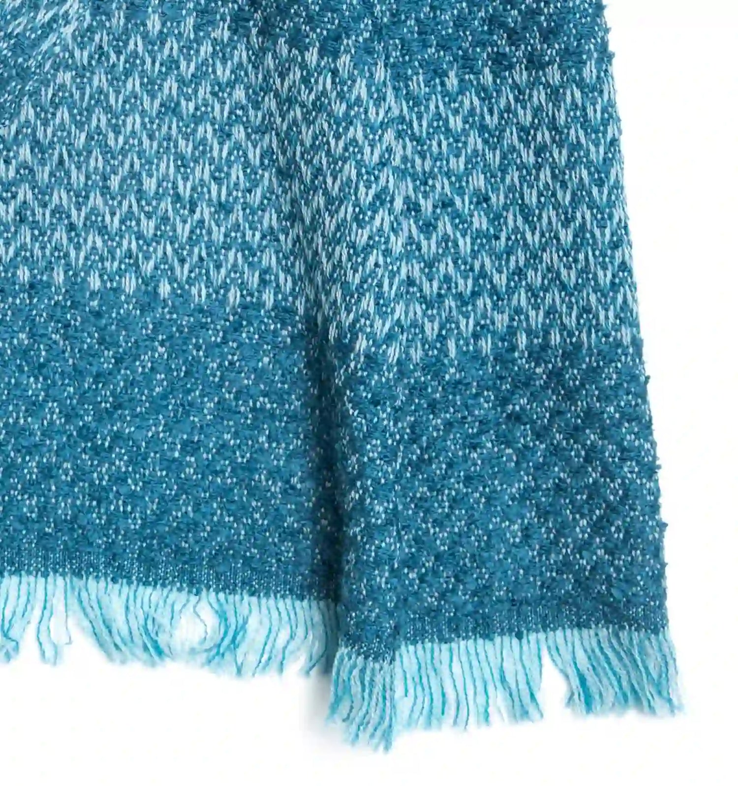 LOOP Wool Cotton Muffler Herringbone - Turquoise