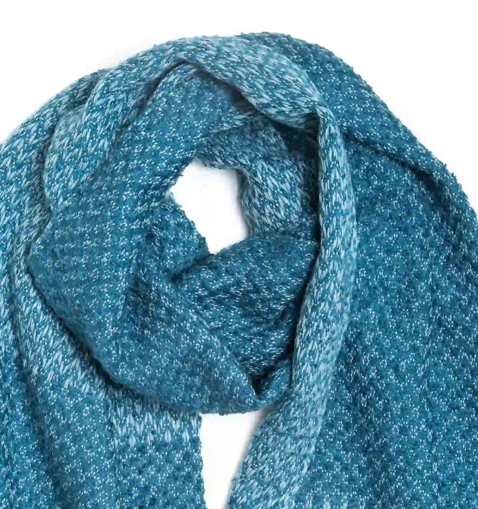 LOOP Wool Cotton Muffler Herringbone - Turquoise