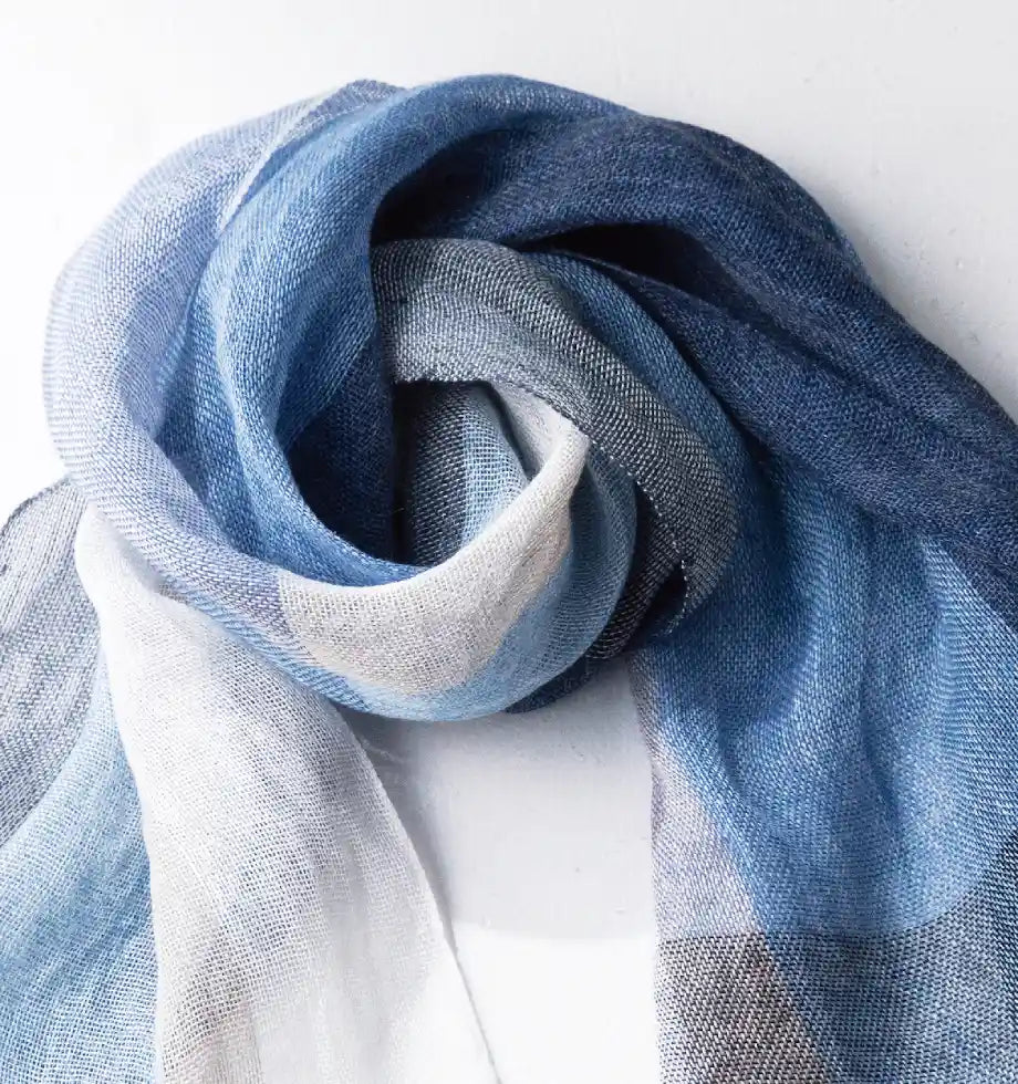 Linen＆Ramie Stole Colors-Blue