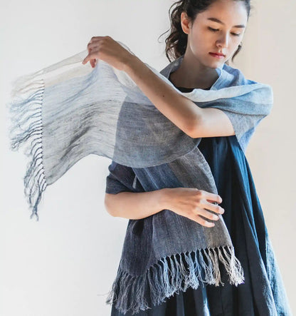 Linen＆Ramie Stole Colors-Blue
